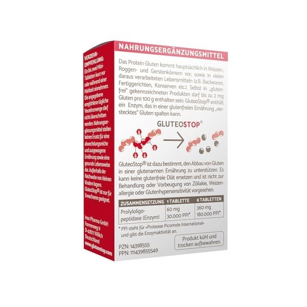 GluteoStop comprimés gluten | aident à décomposer le gluten en cas de sensibilité au gluten et dintolérance au gluten | alim ...