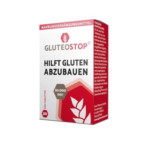 GluteoStop comprimés gluten | aident à décomposer le gluten en cas de sensibilité au gluten et dintolérance au gluten | alim ...