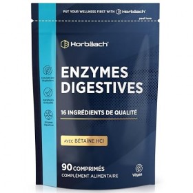 Enzyme Digestives Complexe avec Chlorhydrate de Bétaïne | Lactase, Protéase, Cellulase, Amylase, Lipase et Cellulase pour la 