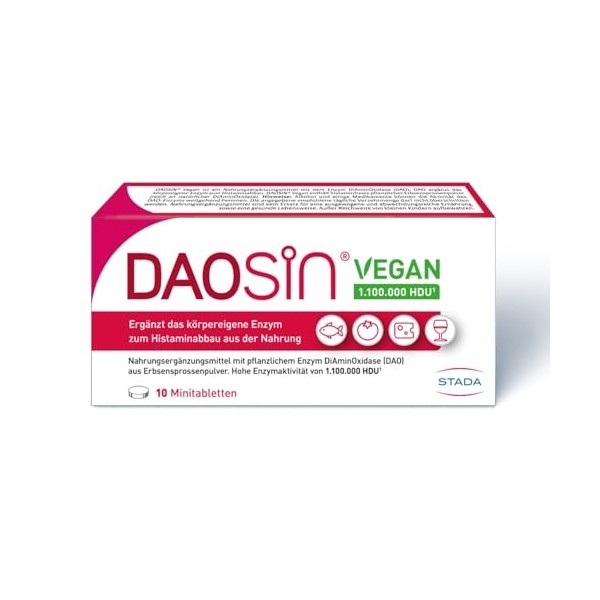 DAOSiN Comprimés végétaliens en cas dintolérance à lhistamine pour compléter lenzyme DAO de lorganisme pour la dégradatio Enz...