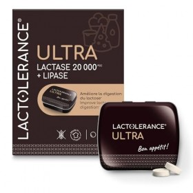 LACTOLERANCE ULTRA – Haute Concentration en Lactase 20 000 FCC et Lipase 500 UI – Digestion Optimale du Lactose et des Gr