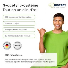 Poudre NAC, 300 g par sachet, 12 mois de stock, Cuillère doseuse, N-acétyl L-cystéine, Végétalien, Testé en laboratoire, Haut
