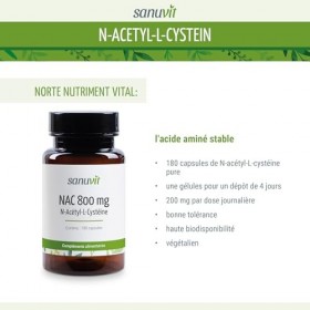 Sanuvit® - NAC | 180 capsules | N-acétyl-L-cystéine | Haute biodisponibilité et tolérance | Végétalien