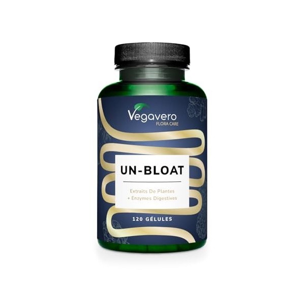 Un-Bloat Vegavero® | Complexe Anti Ballonnements + Digestion | Avec Enzymes Digestives + Extraits de Plantes | Sans Additifs 