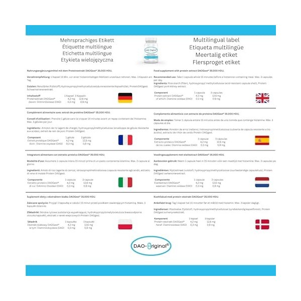 DAO-Original: La solution pour décomposer lhistamine des aliments - 30 gélules