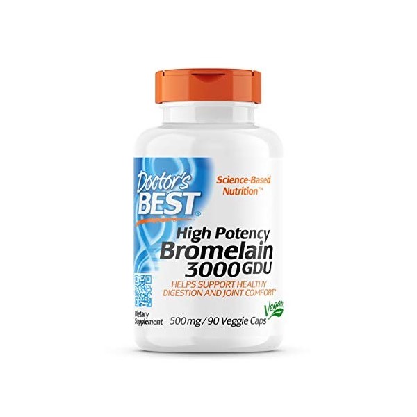 Doctors Best, Bromelain 3000 GDU, 500 mg, 90 gélules végétaliennes, sans gluten
