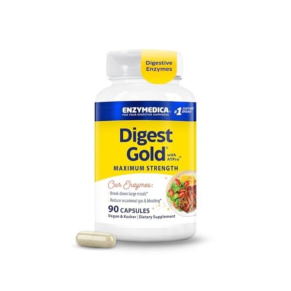 Enzymedica, Digest Gold, Formule Enzymatique À Action Rapide, Réduit Gaz Et Ballonnements, Améliore LAbsorption Des Nutrimen