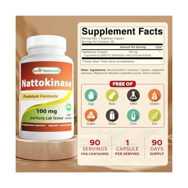 Best Naturals Nattokinase, 2000 FU, 100 Mg, 90 Vegi Capsules