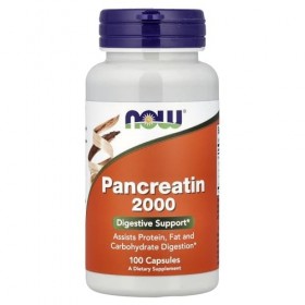 Now 200 mg Pancréatine 10X pour Support Digestif 100 Gélules
