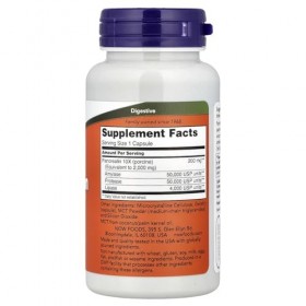 Now 200 mg Pancréatine 10X pour Support Digestif 100 Gélules