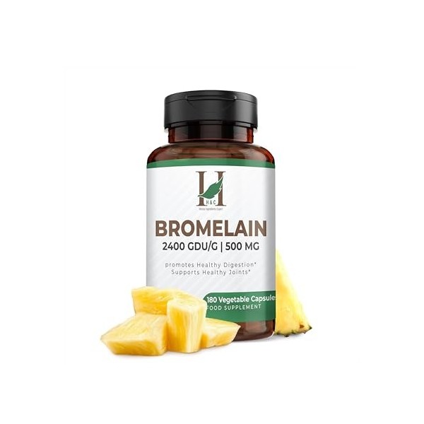 H&C Bromélaïne Végétal Capsules 500 mg 2400 GDU/g - 180 gélules dextrait dananas