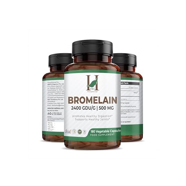 H&C Bromélaïne Végétal Capsules 500 mg 2400 GDU/g - 180 gélules dextrait dananas