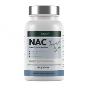 EXVital® NAC Capsules, 600 mg par capsule – 180 capsules végétaliennes contenant de la N-acétylcystéine – N-acétyl-L-cystéine