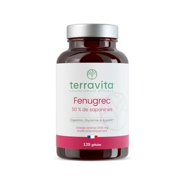 FENUGREC | Hautement Concentré : Extrait 20:1 | Titré à 50% en Saponine | 120 Gélules | 2000 mg par Dose | Régulation de la G