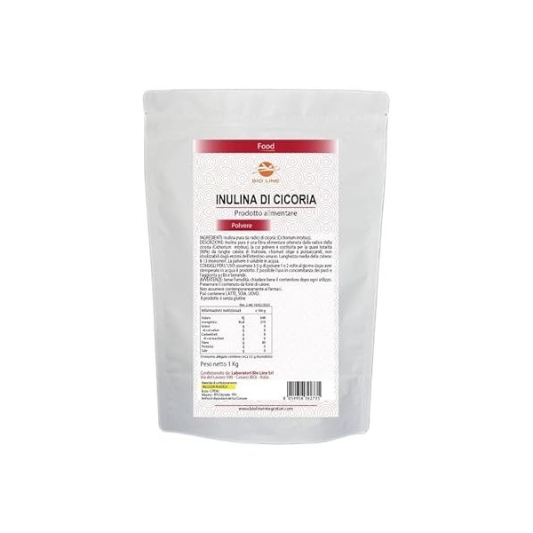 Bio Line - Inuline en poudre de chicorée soluble dans leau 1 kg, fibre végétale pour régularité intestinale, produits alimen