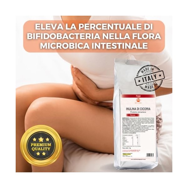 Bio Line - Inuline en poudre de chicorée soluble dans leau 1 kg, fibre végétale pour régularité intestinale, produits alimen
