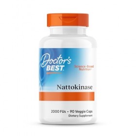Doctors Best Nattokinase, 2000 FU, supplément enzymatique, 90 capsules végétaliennes, soutient la santé cardiaque et la circ