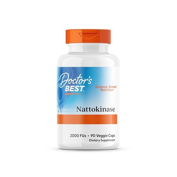 Doctors Best Nattokinase, 2000 FU, supplément enzymatique, 90 capsules végétaliennes, soutient la santé cardiaque et la circ