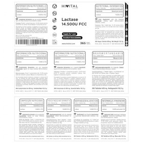 Lactase 14500 unités FCC. 365 comprimés végétaliens pour 1 an de traitement. Enzyme Lactase pour lintolérance au Lactose, au