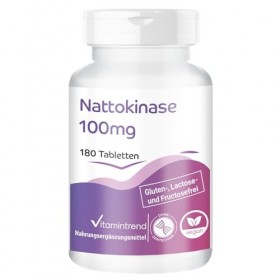 Vitamintrend Nattokinase 100mg, 180 comprimés de 100mg chacun 21.800 FU/g , hautement dosé, végétalien sans stéarate de magn