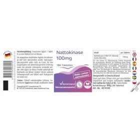 Vitamintrend Nattokinase 100mg, 180 comprimés de 100mg chacun 21.800 FU/g , hautement dosé, végétalien sans stéarate de magn