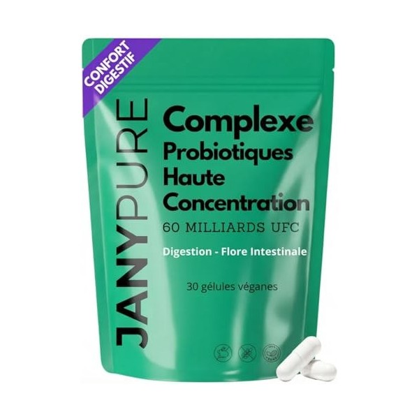 Probiotique Flore Intestinale 60 Milliards UFC - Complexe Souches Multiples & Prébiotiques Magnésium Silicium - Digestion Ven