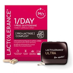 LACTOLERANCE Pack Découverte ULTRA + 1/DAY – Intolérance au Lactose – Lactase 20 000 FCC + Lipase + Probiotiques – Digestion 