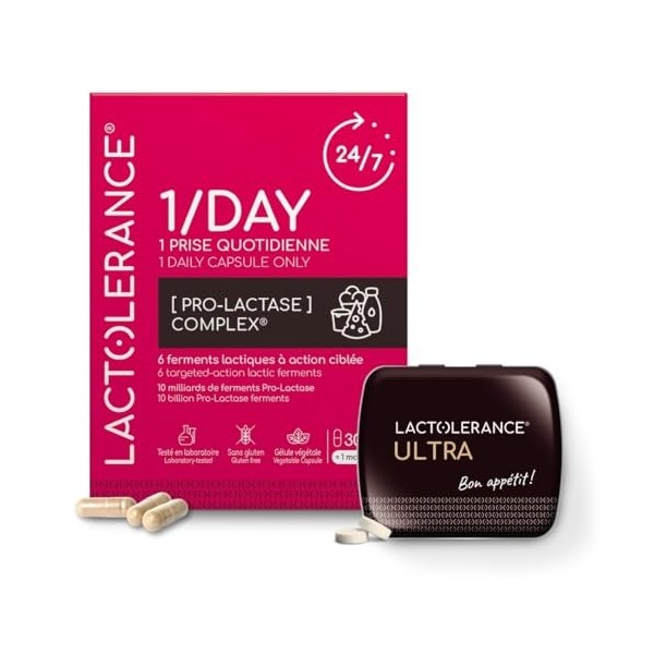 LACTOLERANCE Pack Découverte ULTRA + 1/DAY – Intolérance au Lactose – Lactase 20 000 FCC + Lipase + Probiotiques – Digestion 