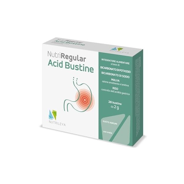 NutriRegular Acid - 28 Sachets Goût Agrumes - Contrôle de lacidité avec Mauve, Bicarbonate - Action protectrice gastrique - 