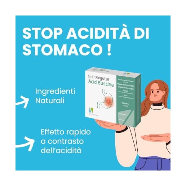 NutriRegular Acid - 28 Sachets Goût Agrumes - Contrôle de lacidité avec Mauve, Bicarbonate - Action protectrice gastrique - 