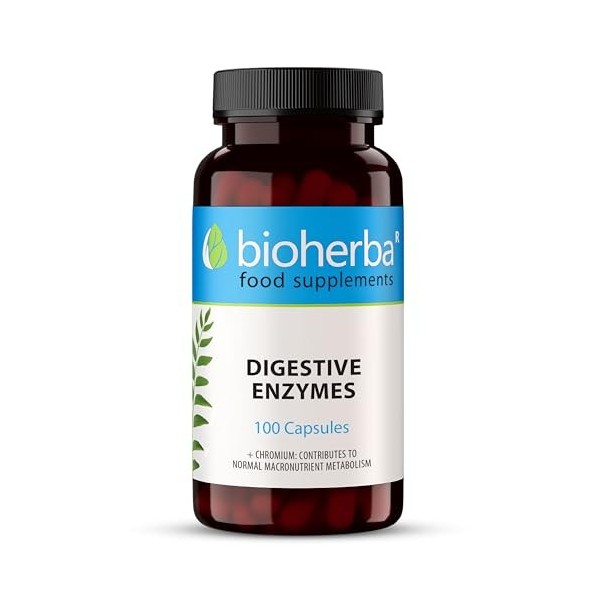 Enzymes Digestives – 100 Gélules | Avec bétaïne HCl et bromélaïne – par BIOHERBA