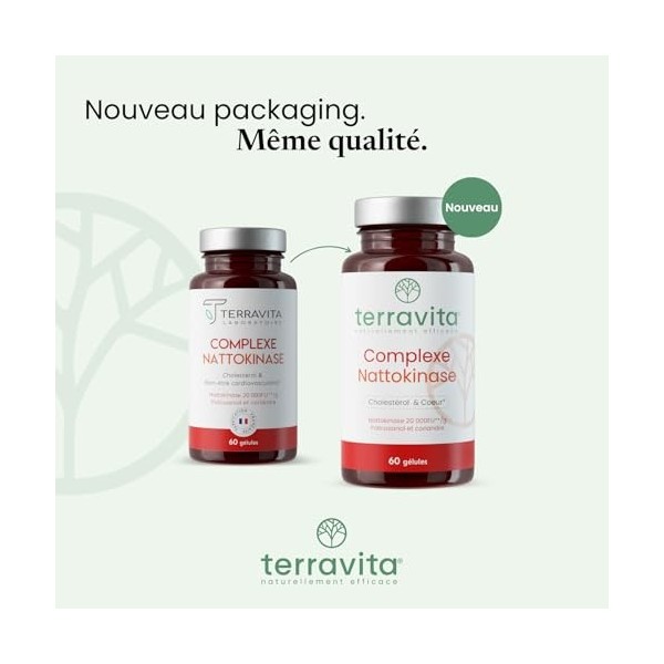 NATTOKINASE Breveté Nattiase® | 100 mg 20.000 FU/g | Formule Unique avec Coriandre et Policosanol | Enzyme Natto | Santé Ca