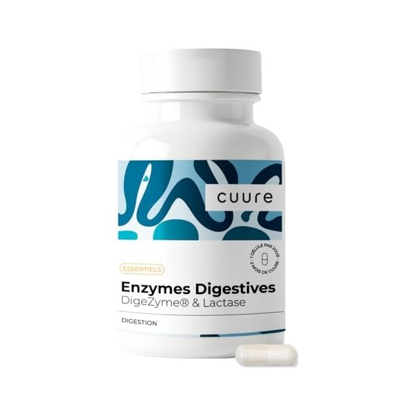 Enzymes Digestives Brevetées - CUURE - Lactase et Bromelaine - 60 Jours - Digestion et Intolérance au Lait - Pure et 100% Vég