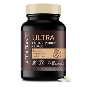 LACTOLERANCE ULTRA – Complément Alimentaire Double Action avec Lactase 20 000 FCC et Lipase 500 UI – Digestion Optimale du La