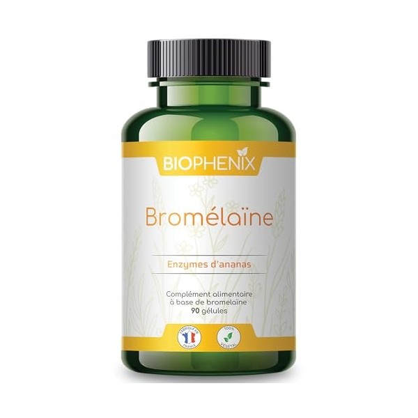 Biophénix Bromélaïne 90 Gélules - Complément alimentaire 100% naturel - Enzymes dAnanas - Digestion - Confort Gastro-intesti