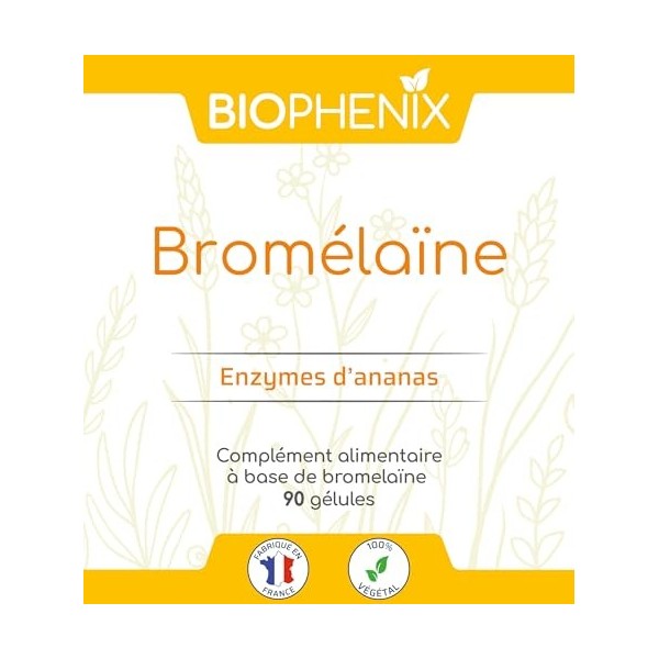 Biophénix Bromélaïne 90 Gélules - Complément alimentaire 100% naturel - Enzymes dAnanas - Digestion - Confort Gastro-intesti