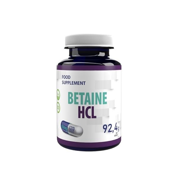 Betaine HCL 650mg 120 Gélules Végétales, Testé par un laboratoire indépendant