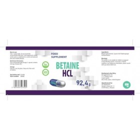 Betaine HCL 650mg 120 Gélules Végétales, Testé par un laboratoire indépendant