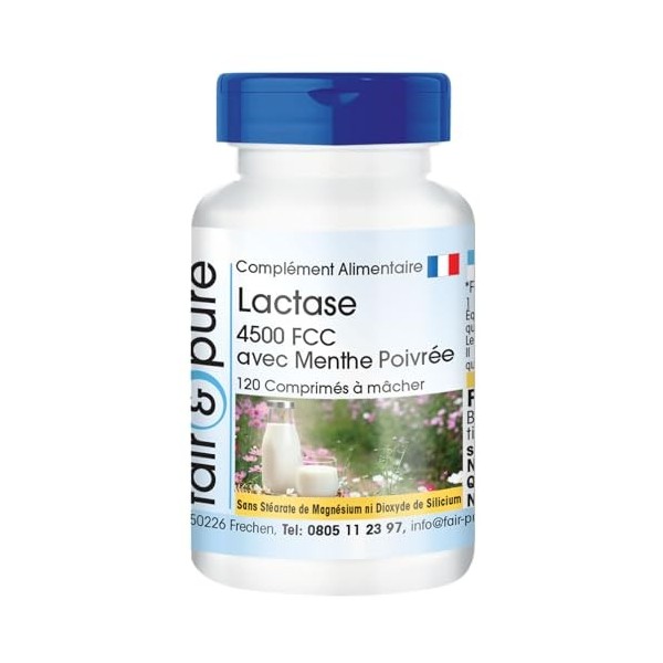 Fair & Pure® - Comprimés lactase haute dose - 120 comprimés à croquer - 4500 FCC