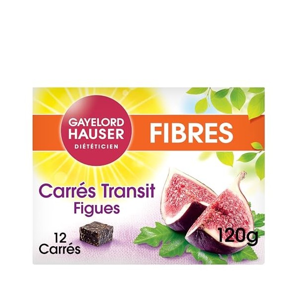 GAYELORD HAUSER - Carrés Transit Figues et Fibres - Spécial Transit - Source de Fibres - 12 Carrés - Paquet 120 g Fibre alime...