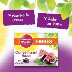 GAYELORD HAUSER - Carrés Transit Figues et Fibres - Spécial Transit - Source de Fibres - 12 Carrés - Paquet 120 g Fibre alime...