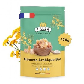 Gomme arabique bio en poudre, Poudre de fibre alimentaire de gomme dacacia bio 150g, Végétalien et Keto, Sans Gluten, 90% de