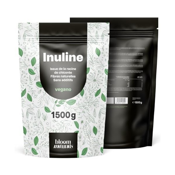 Inuline en Poudre 1500 g 1,5 kg – Issue de la Racine de Chicorée – Source Naturelle de Fibres – 100% Vegan – Produite en Al