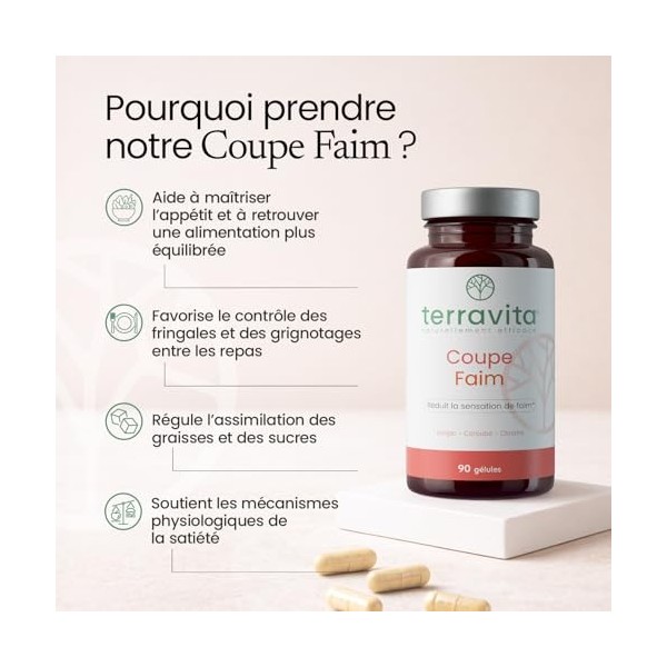 COUPE-FAIM | Konjac 95% + Caroube + Chrome | 3 Actifs Naturels pour Effet Coupe Faim Puissant et Rapide | Riche en Glucomanna