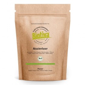 Fibre dacacia bio en poudre 400 g – Fibres solubles – 80 % de fibres alimentaires – Goût neutre – Végétalien – Emballé et ce