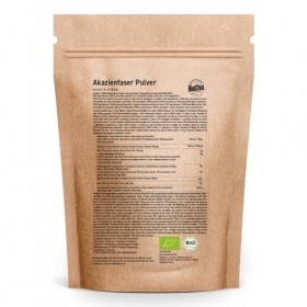 Fibre dacacia bio en poudre 400 g – Fibres solubles – 80 % de fibres alimentaires – Goût neutre – Végétalien – Emballé et ce