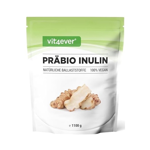 Poudre dinuline prébio - 1100 g 1,1 kg - Haute teneur en fibres - Prébiotique - Contrôlé par des résidus - Origine Europe 
