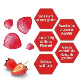 Weider Fiber Gummies 36 Gommes Goût Fraise. Gommes avec 6g de Fibre Soluble Fibersol/portion, Aide à la Digestion et au Con F...