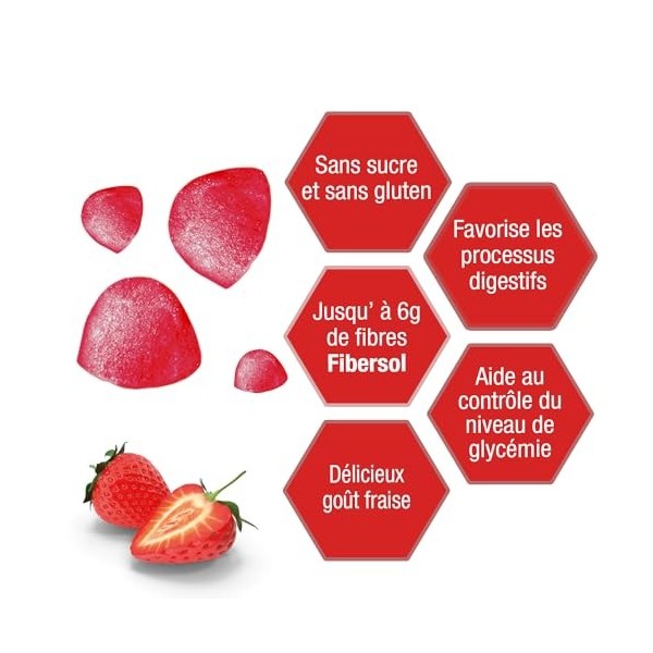 Weider Fiber Gummies 36 Gommes Goût Fraise. Gommes avec 6g de Fibre Soluble Fibersol/portion, Aide à la Digestion et au Con F...