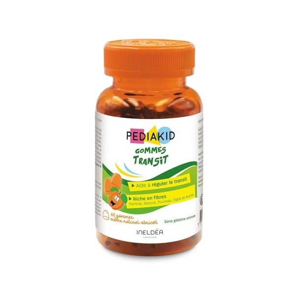 PEDIAKID - Gommes Transit - Complément alimentaire à base de fruits et dAvoine - Riche en fibres - Aide à réguler le transit ...